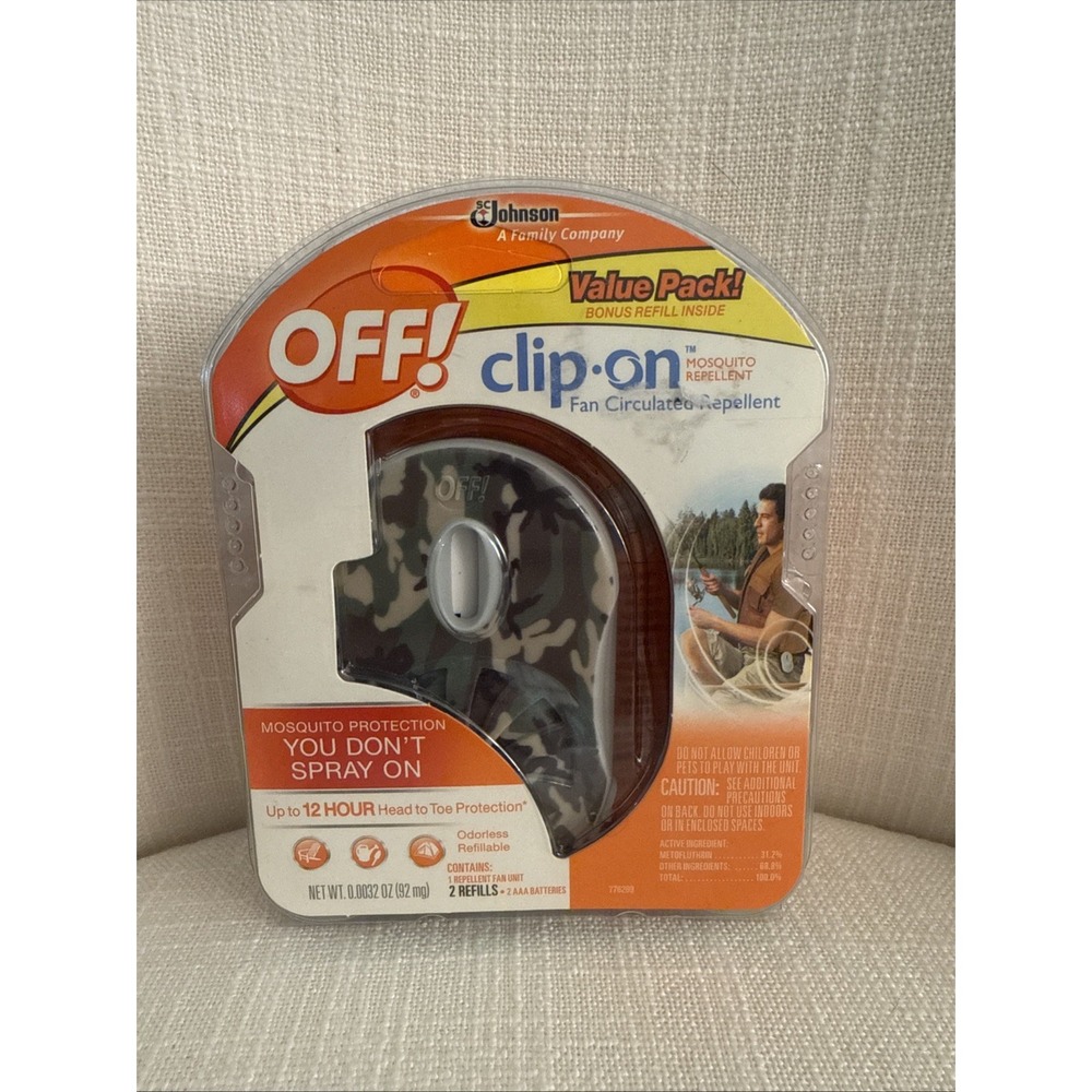 Off! Clip-on Fan Circulated Mosquito Repellent Refillable w/ 2 Refills Camoflage